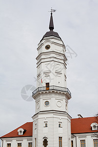 白塔建筑建筑学白色阳台红色风向标旗帜城市石头历史高清图片