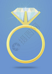 参与环蓝色婚礼金子订婚钻石卡通片插图火花珠宝背景图片