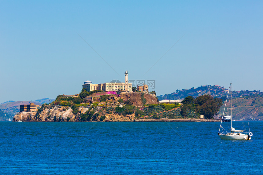 旧金山湾加利福尼亚州Alcatraz岛监狱国家建筑学城市博物馆景点公园吸引力旅行岩石灯塔图片