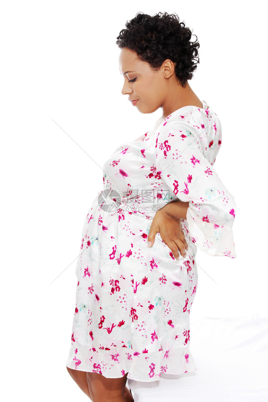 孕妇背痛重压成人黑色宽慰白色卧室疼痛母亲爆炸生活怀孕图片