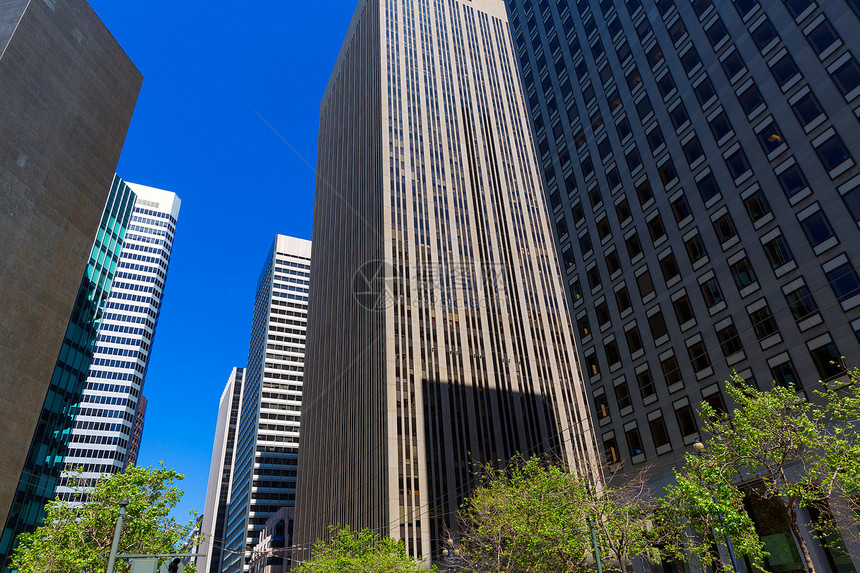 旧金山市街加州下城区建筑学建筑物天空景观城市摩天大楼中心商业蓝色玻璃图片