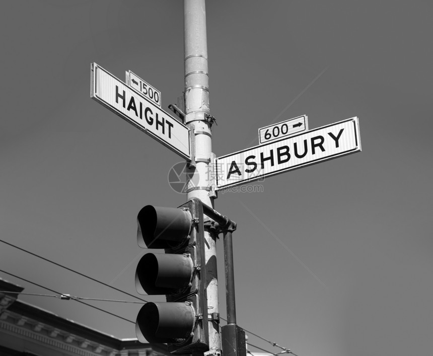 加利福尼亚圣弗朗西斯科海赫阿什伯里街牌十字路口景点城市街道旅游招牌地标路口信号标语历史性图片