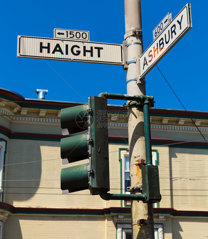 加利福尼亚圣弗朗西斯科海赫阿什伯里街牌十字路口文化旅游招牌城市信号旅行角落街道建筑物历史性图片