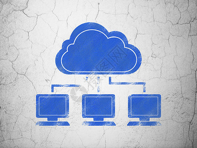 云网络概念 云网络背景墙上古董数据网站软件插图水泥服务器监视器解决方案互联网背景图片