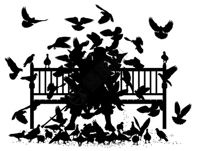 鸟类公园鸽子窒息插画