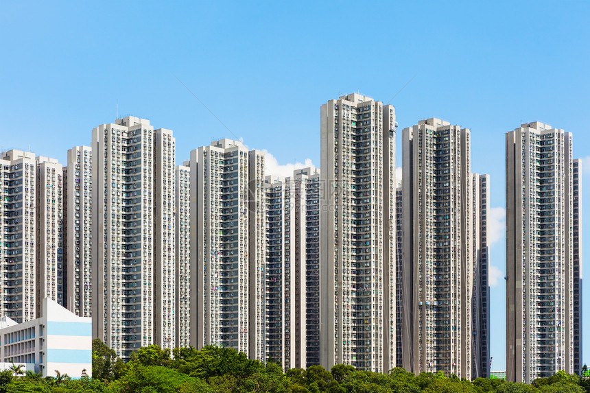 香港住宅区香港特区袖珍蓝色海景建筑天际公寓天空住宅摩天大楼人口图片