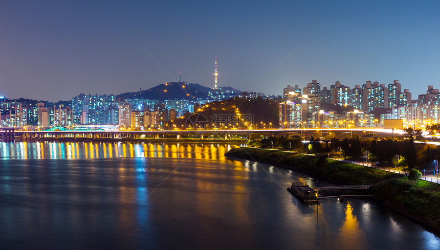 首尔城市夜间团伙建筑学场景景观住宅都市建筑风景图片