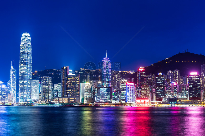 香港之夜公司摩天大楼海景市中心港口都市办公室天际景观城市图片