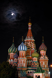 莫斯科克里姆林宫历史宗教天空建筑学寺庙城堡教会月亮高清图片
