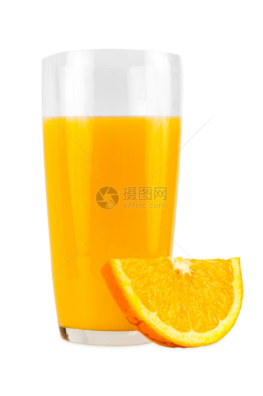 橙汁和水果片图片