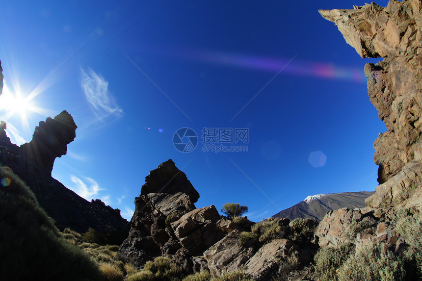 沙漠景观干旱火山太阳射线全景土地鱼眼旅行峡谷岩石图片