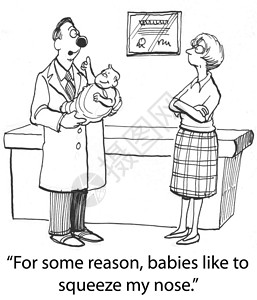 儿科医生乐趣鼻子漫画医院医师母亲妈妈婴儿背景图片