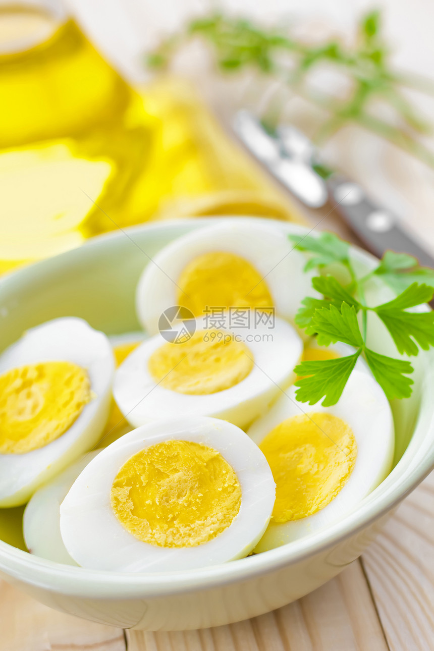 煮鸡蛋营养饮食桌子蛋黄香菜盘子午餐厨房美食蛋白图片