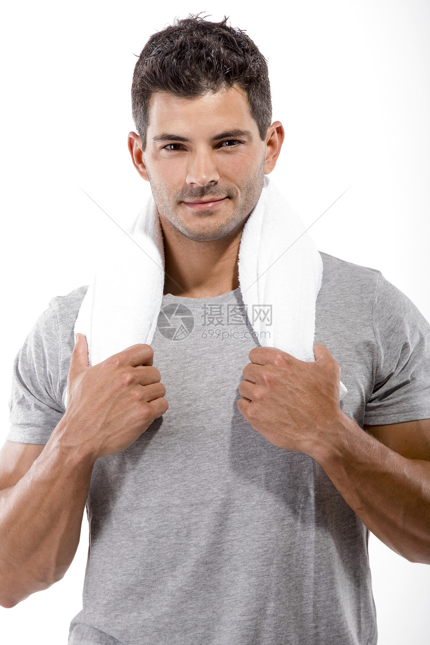 运动健体人锻炼衬衫成人男性拉丁培训师训练教练赛跑者毛巾图片