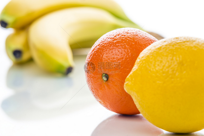 水果组反射营养柠檬橙子蔬菜热带维生素奇异果农业果汁图片
