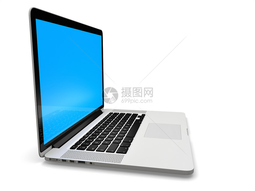 带白屏幕的膝上型电脑商业白色监视器灰色插图技术机动性笔记本硬件蓝色图片