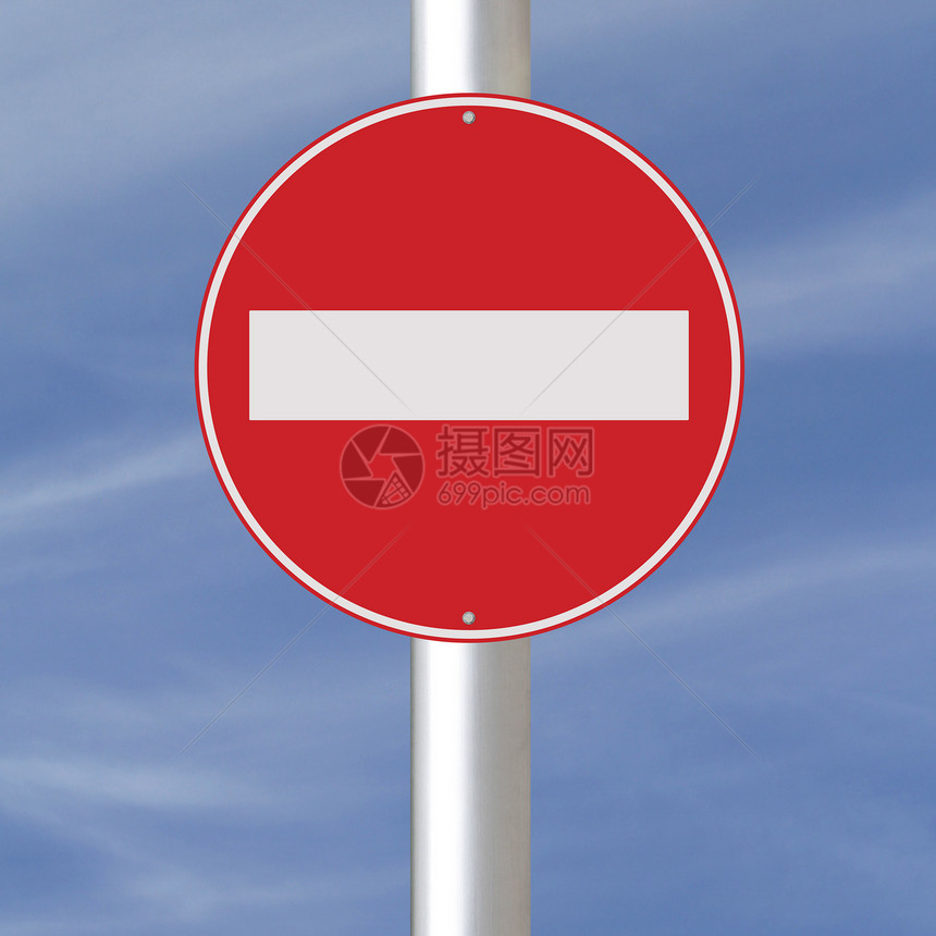 不输入警告入口交通标志路标招牌蓝色圆圈天空方法图片