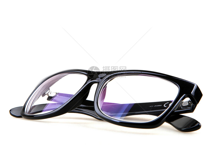 白色上孤立的黑眼眼镜损害光学危险破坏极客灾难框架事故手表镜片图片