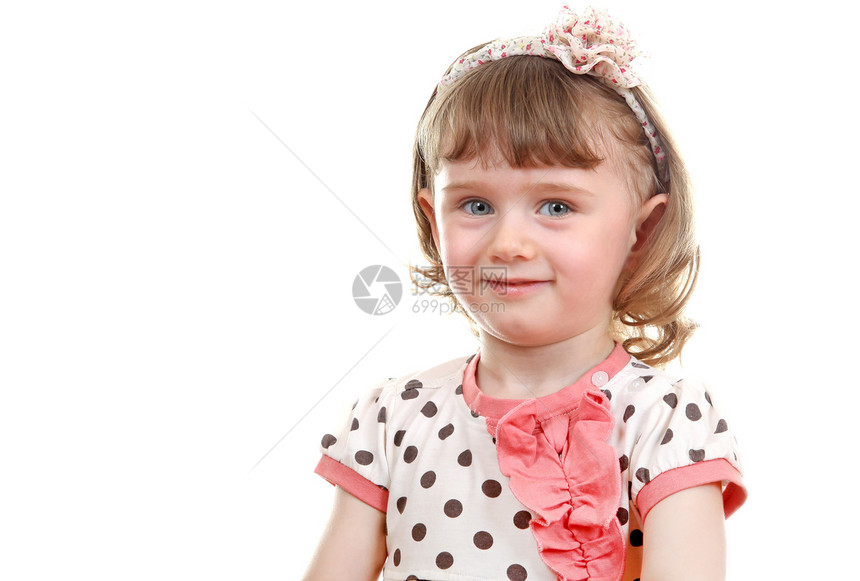 小女孩肖画圆点卷发婴儿白色孩子粉色女性童年裙子工作室图片