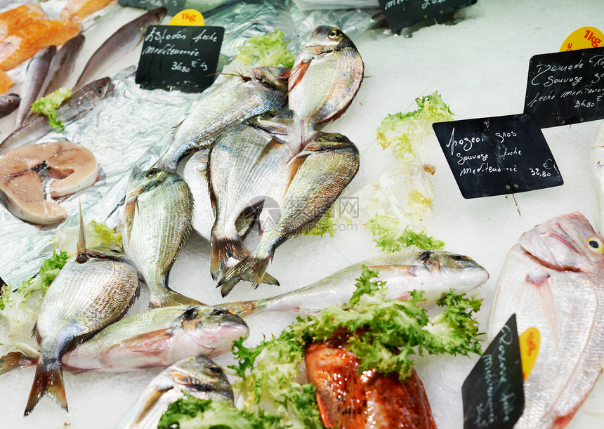 法国市场上的新鲜鱼图片