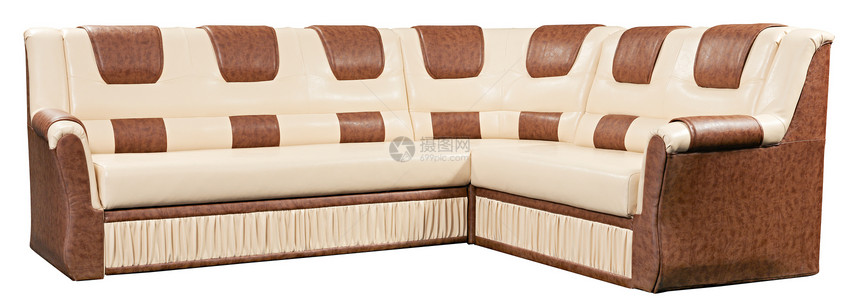 孤立的现代沙发床家具奢华地面皮革座位长沙发图片