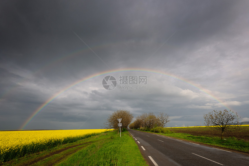 路面彩虹图片