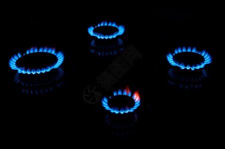 蓝气体火焰厨房警告活力器具滚刀戒指甲烷温暖圆圈辉光背景图片
