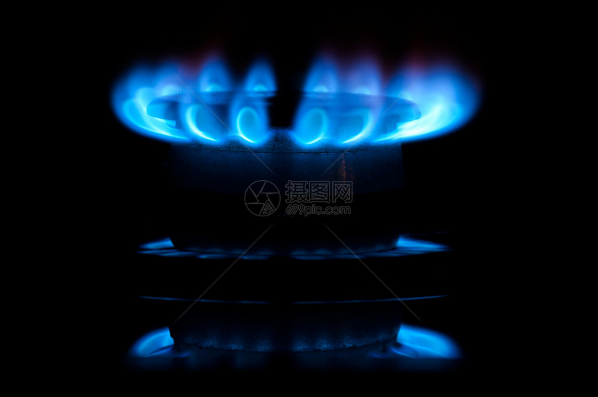 蓝气体火焰戒指警告力量烤箱丙烷椭圆形烧伤滚刀危险活力图片