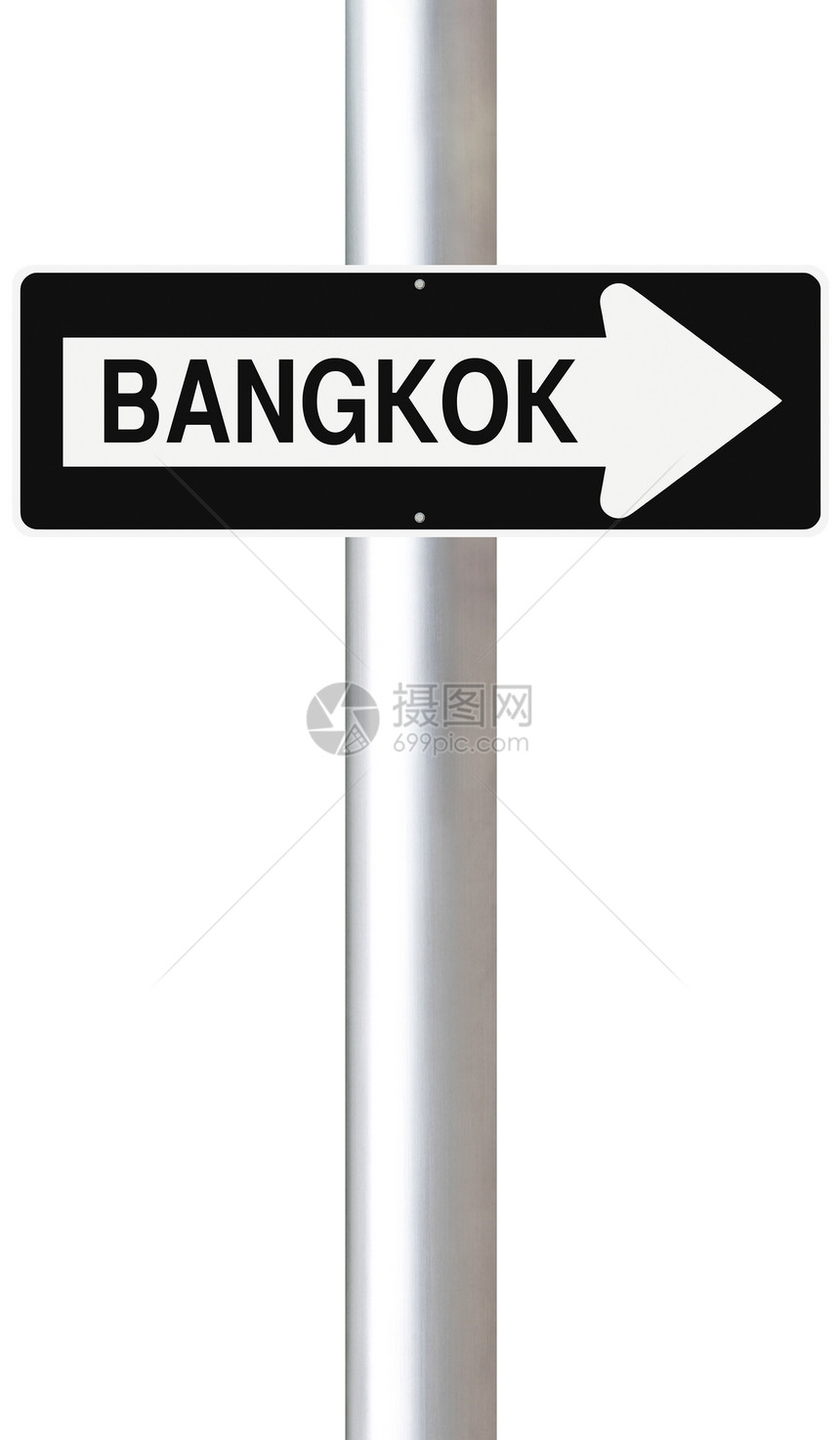 这条通往曼谷的路城市单程白色首都路标指示牌图片