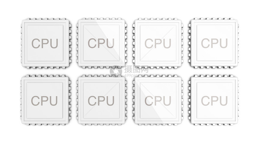 8个核心CPU技术连接器硬件芯片电子电脑插座加工白色处理器图片