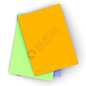 彩色纸片收藏黄色床单文档空白蓝色笔记报纸光谱白色背景图片