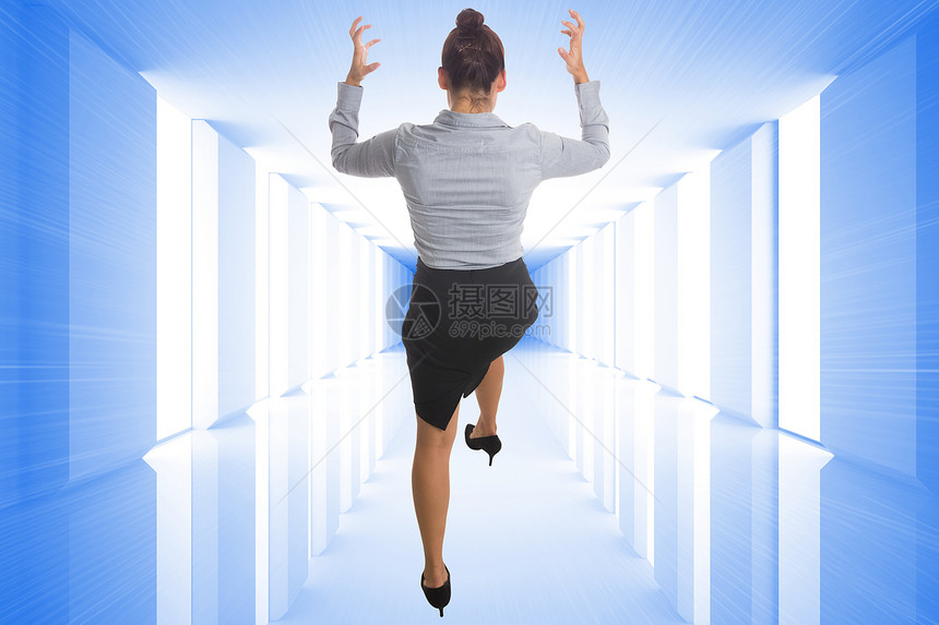 商业妇女出面的复合形象数字绘图计算机房间女性棕色蓝色商务女士头发图片