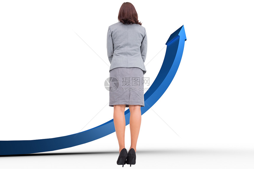 商业女商务人士的综合形象棕色蓝色计算机成功进步女性头发女士人士商务图片