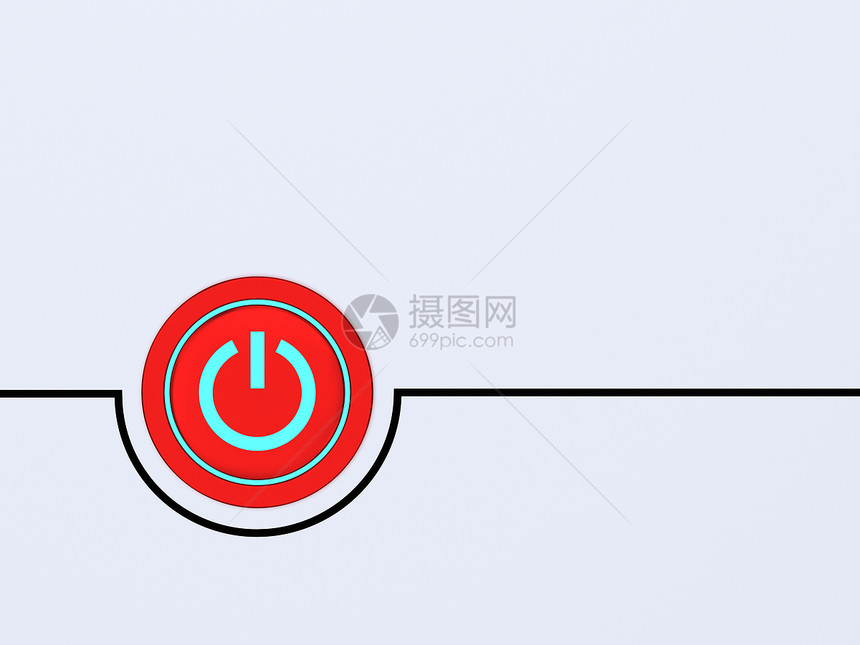 特写按钮电子产品活力技术开关金属圆形红色力量圆圈插图图片