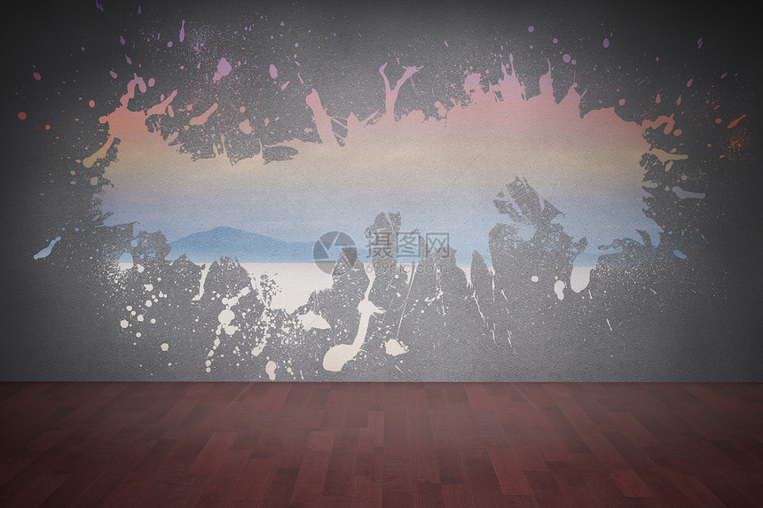 墙壁上喷溅 暴露沙漠风景绘图天空飞溅多云阳光环境晴天计算机紫色地平线图片