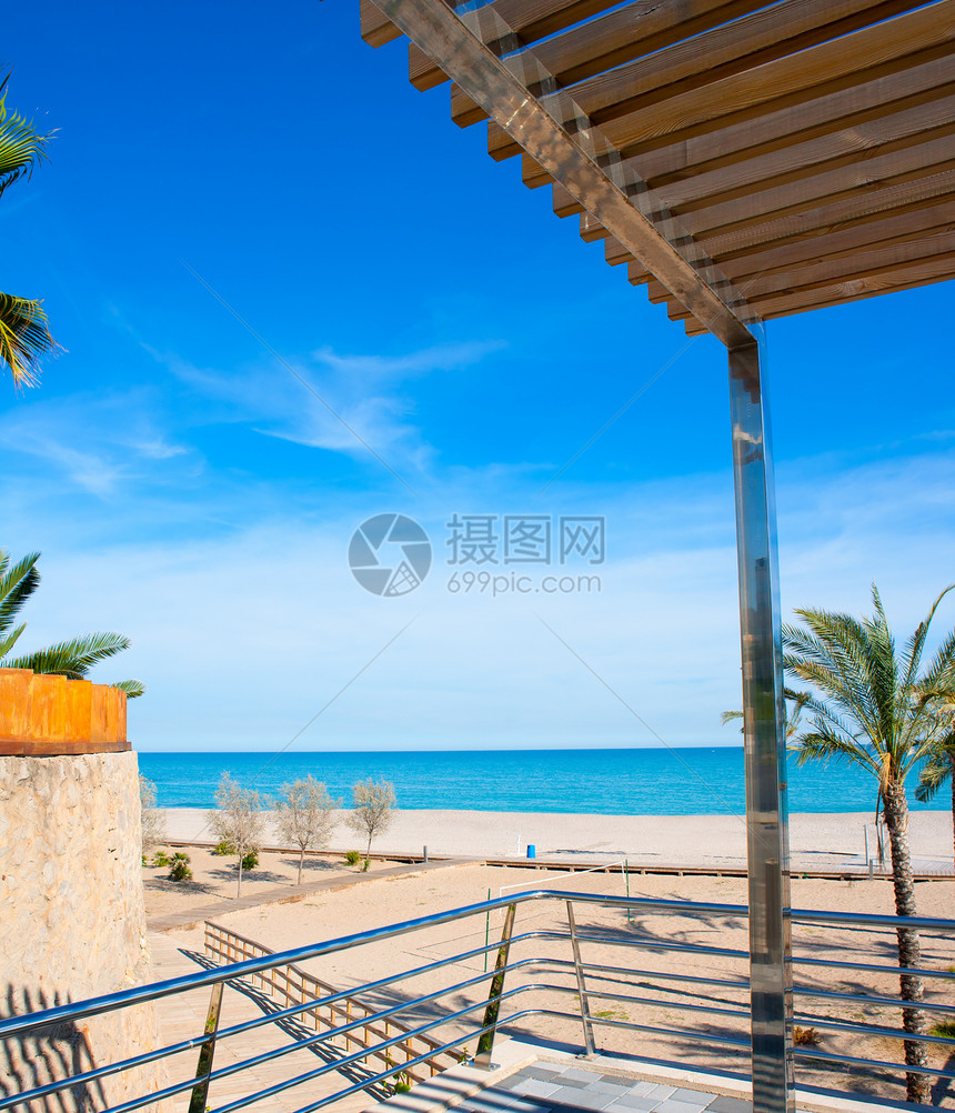 地中海海滩的贝尼卡西姆海岸线旅游天空地标长廊地平线城市棕榈海岸旅行图片