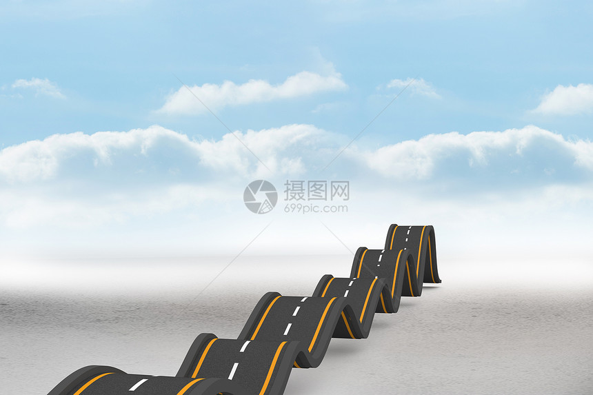 道路布满背景地平线天空多云绘图计算机图片