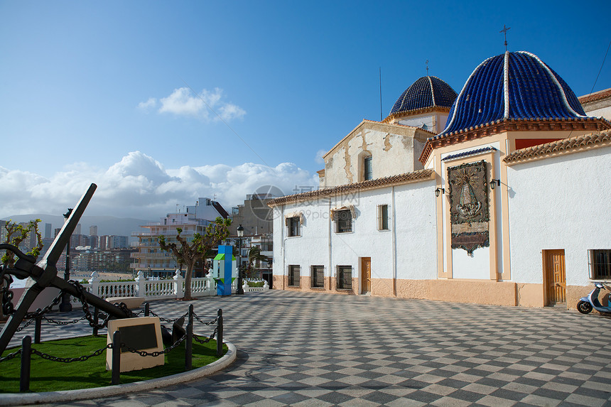 阿利坎特西班牙圣亚伊梅教堂建筑旅游城市海岸线海景假期蓝色海滩教会凉亭图片