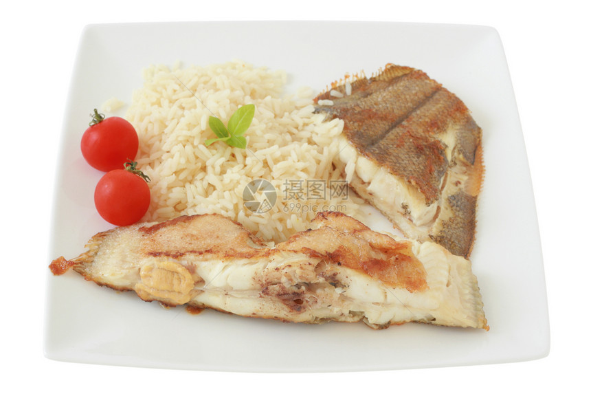 油炸薯条和大米食物蔬菜饮食餐巾鱼片盘子海鲜午餐油炸图片