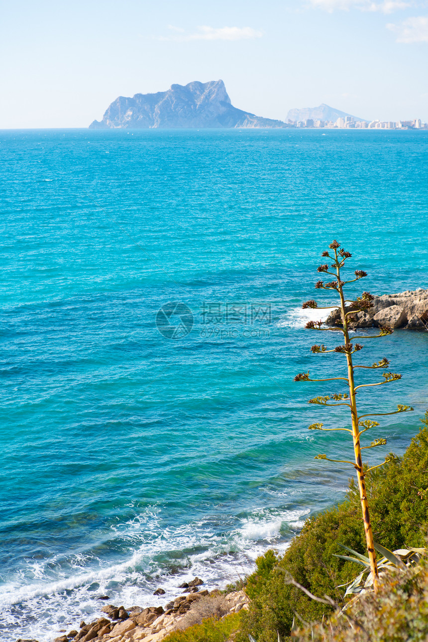 地中海的Ifach Penon观点波纹生态天气地标支撑岩石石头环境旅行胰岛图片