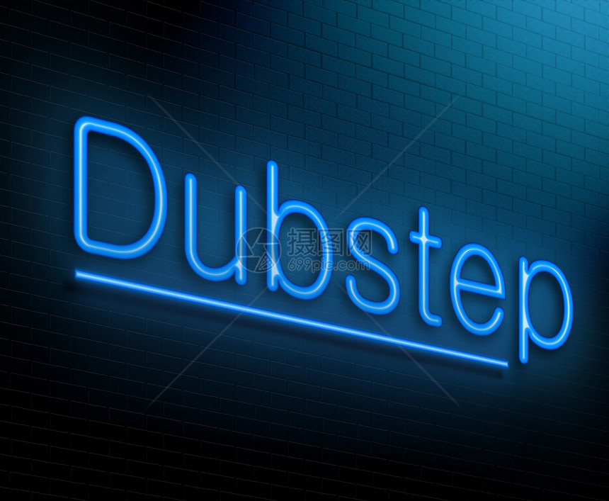 Dubstep 概念娱乐指示牌蓝色电子夜店音乐舞蹈插图图片