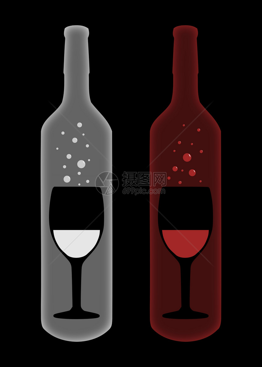红白葡萄酒插图瓶子气泡起泡玻璃豪饮液体瓶装饮料紫色图片