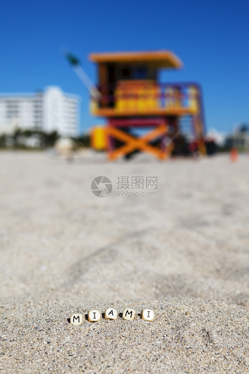 迈阿密海滩海景装饰闲暇天空艺术地点蓝色房子阳光热带图片