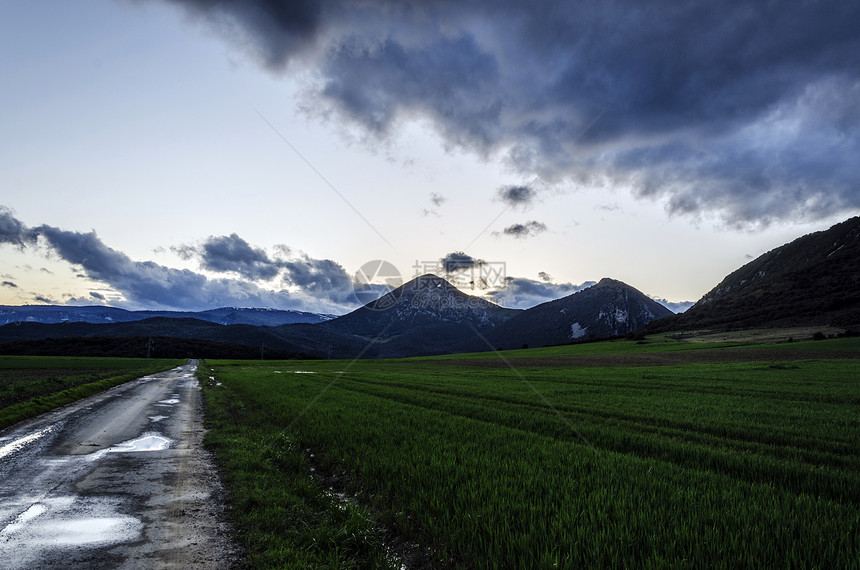 路在田间阴影农场环境摄影地平线农业爬坡蓝色土地丘陵图片