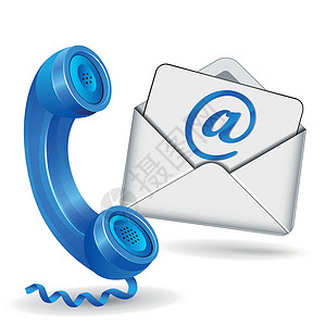 蓝色电话联系人图标商业邮政电子邮件邮箱技术白色插图服务热线蓝色插画