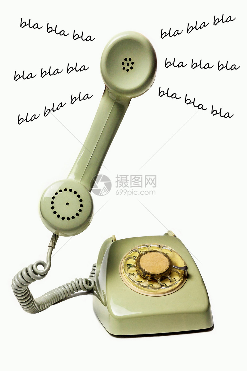 白色背景隔离的旧电话接收器在白色背景上隔绝讲话嗓音电缆拨号说话听筒办公室技术戒指电讯图片