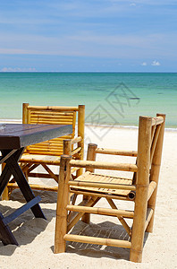 桌字背景早餐的易字地点桌子环礁海景两人蓝色座位茶几场景热带诱惑背景