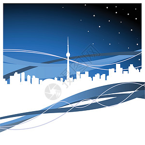 多伦多天际景观摩天大楼中心商业全景插图建筑建筑学城市插画