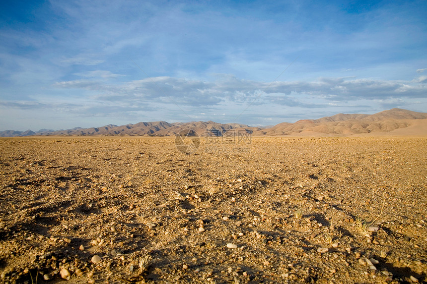 纳米比亚的荒野地平线天空晴天沙丘草地孤独干旱环境风景岩石图片