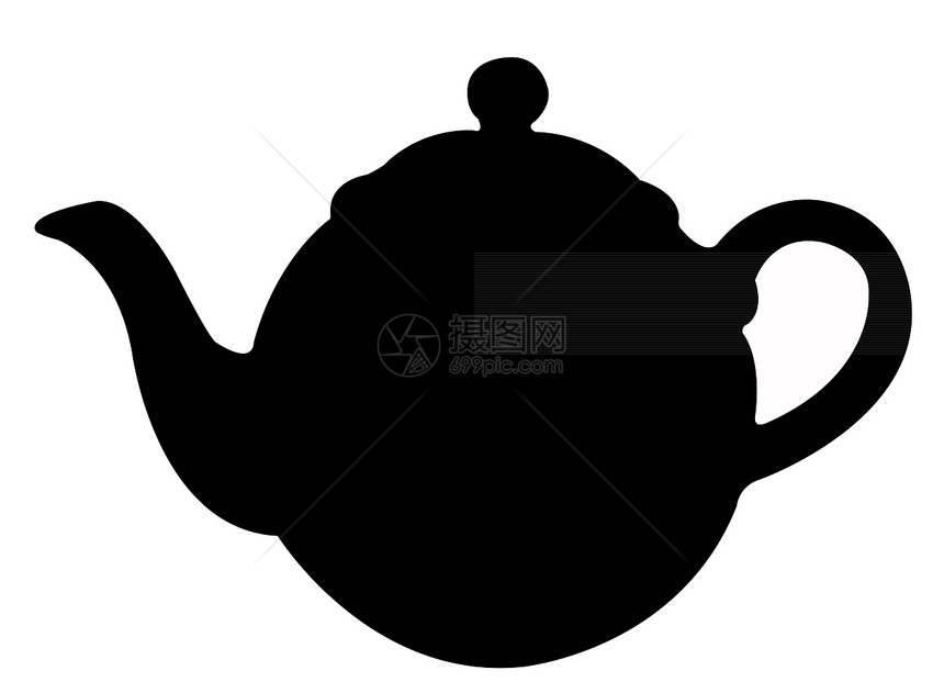 茶茶环影矢量用具黑色茶壶白色厨具插图图片